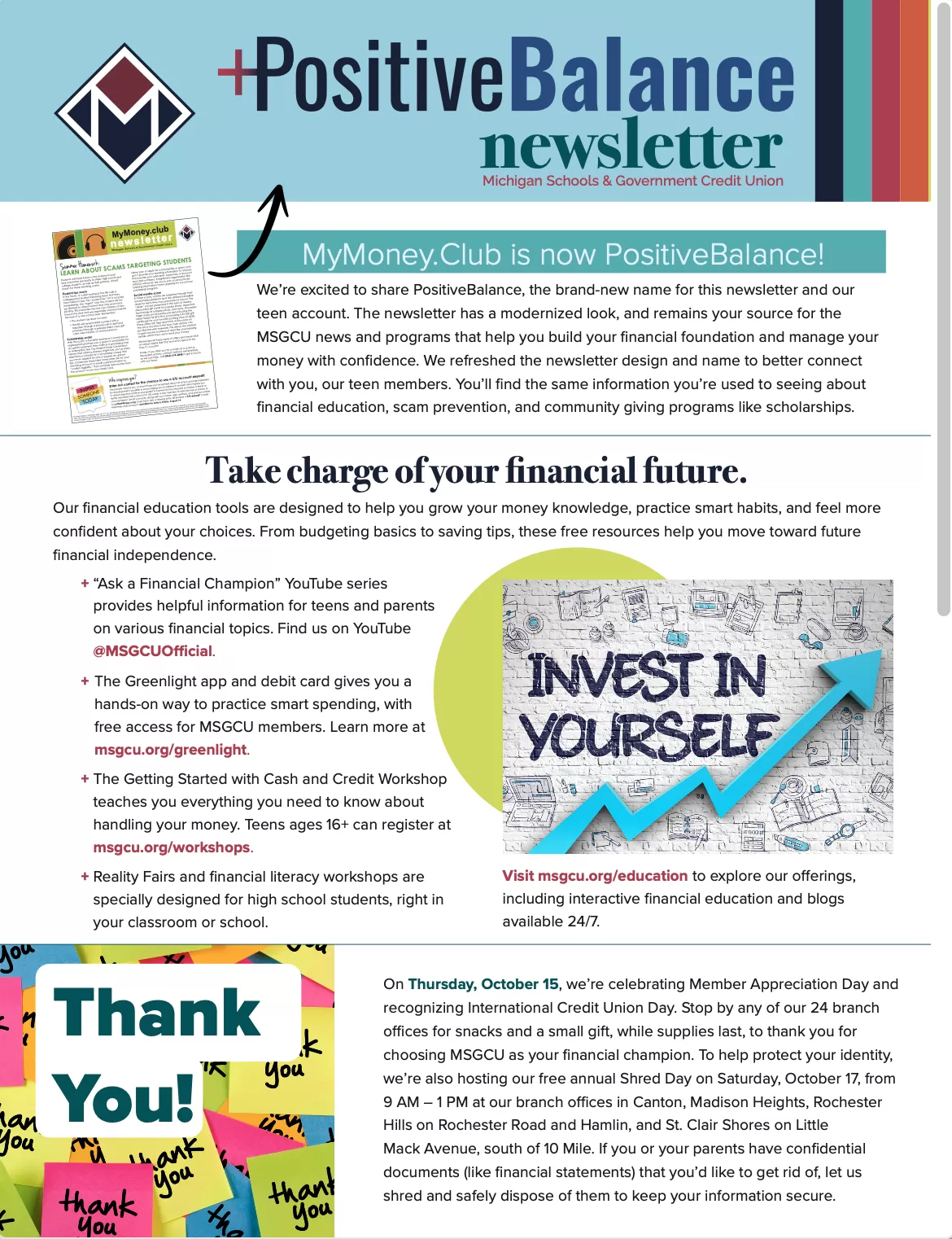 PositiveBalance Newsletter cover